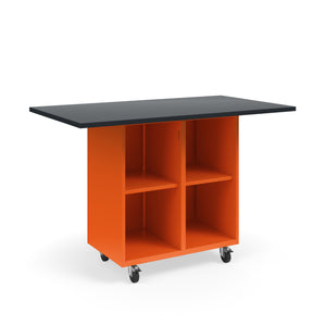 KI Ruckus Mobile Worktable, Single-Faced 2x2 Open Cubby Storage, 54" W x 30" H", 1" Black Phenolic Resin Top, FREE SHIPPING