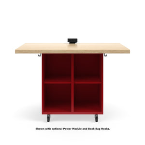 KI Ruckus Mobile Worktable, Single-Faced 2x2 Open Cubby Storage, 54" W x 30" D, 1-3/4" Maple Butcher Block Wood Top, FREE SHIPPING