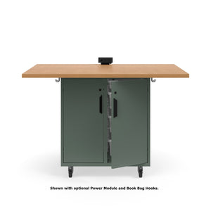 KI Ruckus Mobile Worktable, Single-Faced Tote Storage with Doors, 54" W x 30" D, (6) 6" & (2) 3" Totes, 1-1/4" Laminate Top, FREE SHIPPING