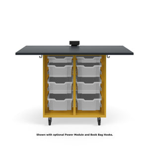 KI Ruckus Mobile Worktable, Single-Faced Open Tote Storage, 54" W x 30" D, (6) 6" & (2) 3" Totes, 1" Black Phenolic Resin Top, FREE SHIPPING