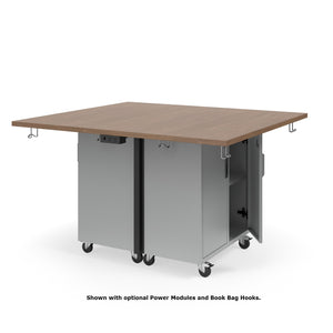 KI Ruckus Mobile Worktable, Double-Faced 2x2 Cubby Storage with Doors, 54" W x 60" D, 1-1/4" Laminate Top, FREE SHIPPING