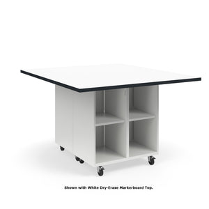 KI Ruckus Mobile Worktable, Double-Faced 2x2 Open Cubby Storage, 54" W x 60" D, 1-1/4" Laminate Top, FREE SHIPPING