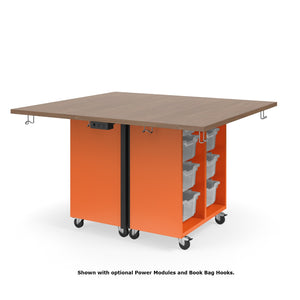 KI Ruckus Mobile Worktable, Double-Faced Open Cubby and Tote Storage, 54" W x 60" D, (6) 6" & (2) 3" Totes, 1-1/4" Laminate Top, FREE SHIPPING