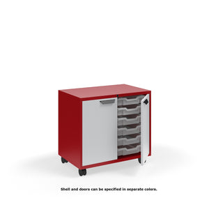 KI Ruckus Tote Storage, Short 2-Column Unit with Doors and (12) 3" Totes, FREE SHIPPING