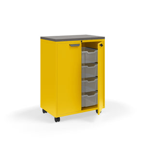 KI Ruckus Tote Storage with Laminate Top, Tall 2-Column Unit with Doors and (8) 6" Totes, FREE SHIPPING