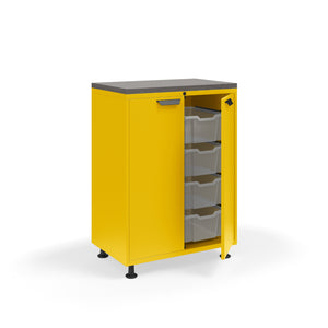 KI Ruckus Tote Storage with Laminate Top, Tall 2-Column Unit with Doors and (8) 6" Totes, FREE SHIPPING