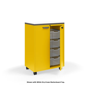KI Ruckus Tote Storage with Laminate Top, Tall 2-Column Unit with Doors and (8) 6" Totes, FREE SHIPPING