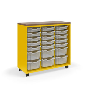KI Ruckus Tote Storage with Laminate Top, Tall 3-Column Open Unit with (15) 3" Totes and (6) 6" Totes, FREE SHIPPING