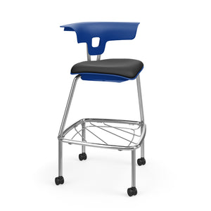 KI Ruckus Stool with Casters and Bookbag Rack, Upholstered Seat, 30" Seat Height, FREE SHIPPING