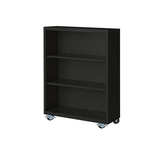 Herculite Metal Mobile Bookcase with 2 Adjustable Shelves, 36" W x 18" D x 45" H
