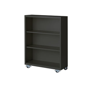 Herculite Metal Mobile Bookcase with 2 Adjustable Shelves, 36" W x 18" D x 45" H