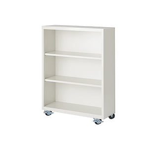 Herculite Metal Mobile Bookcase with 2 Adjustable Shelves, 36" W x 18" D x 45" H
