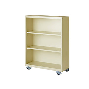Herculite Metal Mobile Bookcase with 2 Adjustable Shelves, 36" W x 18" D x 45" H