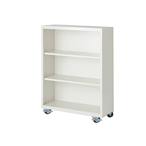 Herculite Metal Mobile Bookcase with 2 Adjustable Shelves, 36" W x 18" D x 45" H
