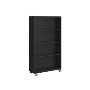 Herculite Metal Mobile Bookcase with 3 Adjustable Shelves, 36" W x 18" D x 55" H