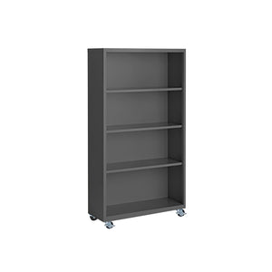 Herculite Metal Mobile Bookcase with 3 Adjustable Shelves, 36" W x 18" D x 55" H