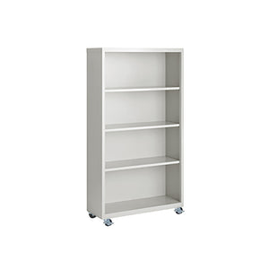 Herculite Metal Mobile Bookcase with 3 Adjustable Shelves, 36" W x 18" D x 55" H