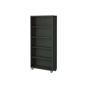 Herculite Metal Mobile Bookcase with 4 Adjustable Shelves, 36" W x 18" D x 75" H