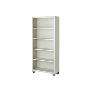 Herculite Metal Mobile Bookcase with 4 Adjustable Shelves, 36" W x 18" D x 75" H
