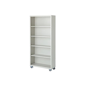 Herculite Metal Mobile Bookcase with 4 Adjustable Shelves, 36" W x 18" D x 75" H