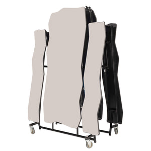 Mobile Cafeteria Table with Benches, 10' Bedrock, Plywood Core, Vinyl T-Mold Edge, Textured Black Frame