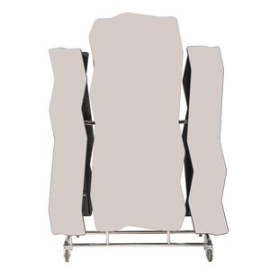 Mobile Cafeteria Table with Benches, 12' Bedrock, Plywood Core, Vinyl T-Mold Edge, Chrome Frame