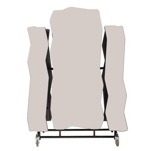 Mobile Cafeteria Table with Benches, 12' Bedrock, Plywood Core, Vinyl T-Mold Edge, Textured Black Frame