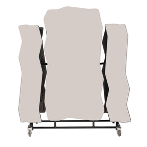 Mobile Cafeteria Table with Benches, 8' Bedrock, MDF Core, Black ProtectEdge, Textured Black Frame