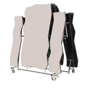 Mobile Cafeteria Table with Benches, 8' Bedrock, Plywood Core, Vinyl T-Mold Edge, Chrome Frame