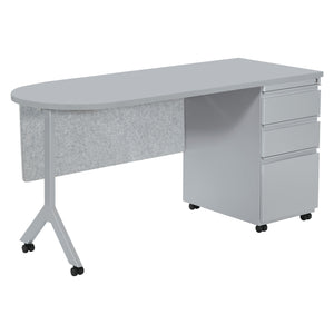 Mobile Metal Teachers Desk with Modesty Panel, 60" x 24",