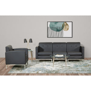 Brooklyn Clear Tempered Glass Round Coffee Table with Brushed Nickel Legs