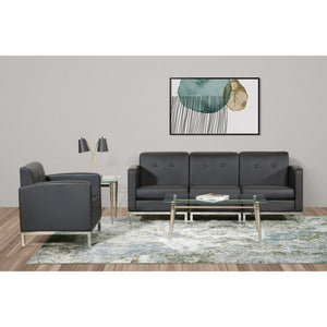Brooklyn Clear Tempered Glass Rectangle Coffee Table with Brushed Nickel Legs