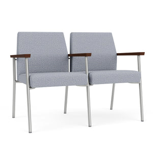Mystic Guest Collection Reception Seating, 2 Seats with Center Arm, Designer Fabric Upholstery, FREE SHIPPING