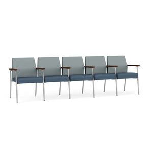 Mystic Guest Collection Reception Seating, 5 Seats with Center Arms, Standard Vinyl Upholstery, FREE SHIPPING