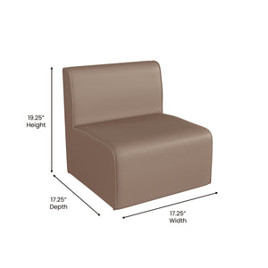Bright Beginnings Commercial Grade Modular Classroom Soft Seating, Armless 1-Seater Sofa, Neutral Vinyl