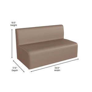 Bright Beginnings Commercial Grade Modular Classroom Soft Seating, Armless 2-Seater Sofa, Neutral Vinyl