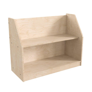 Bright Beginnings Commercial Grade Modular 2 Shelf Wooden Classroom Display Shelf, Natural Finish