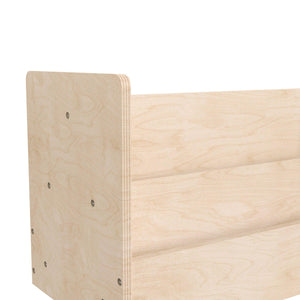 Bright Beginnings Commercial Grade Modular Double Sided 2 Tier Wooden Classroom Book Display Shelf, Natural Finish