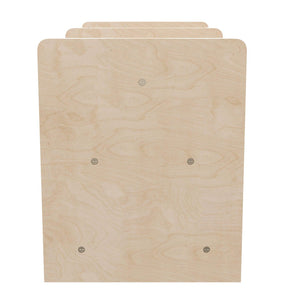 Bright Beginnings Commercial Grade Modular Double Sided 2 Tier Wooden Classroom Book Display Shelf with Transparent Storage Bin, Natural