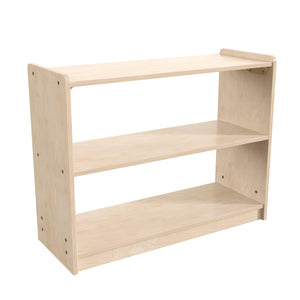 Bright Beginnings Commercial Grade 2 Shelf Wooden Classroom Open Storage Unit, Natural Finish
