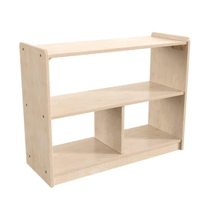 Bright Beginnings Commercial Grade 3 Section Modular Wooden Classroom Open Storage Unit,  Natural Finish
