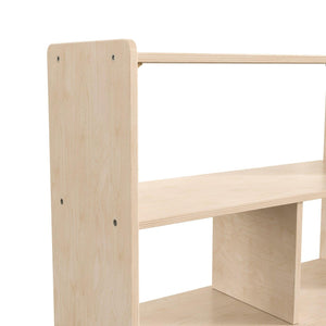 Bright Beginnings Commercial Grade 3 Section Modular Wooden Classroom Open Storage Unit,  Natural Finish