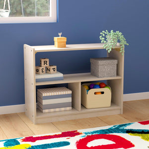 Bright Beginnings Commercial Grade 3 Section Modular Wooden Classroom Open Storage Unit,  Natural Finish