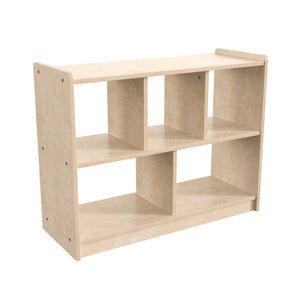 Bright Beginnings Commercial Grade 5 Section Modular Wooden Classroom Open Storage Unit, Natural Finish