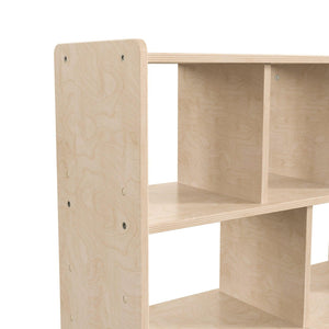 Bright Beginnings Commercial Grade 5 Section Modular Wooden Classroom Open Storage Unit, Natural Finish