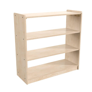 Bright Beginnings Commercial Grade 3 Shelf Wooden Classroom Open Storage Unit, Natural Finish