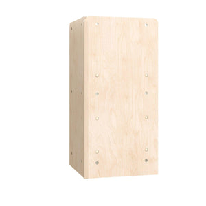 Bright Beginnings Commercial Grade 2 Tier Wooden Classroom Corner Storage Unit with Rounded Front Edges, Natural Finish