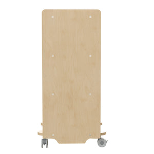 Bright Beginnings Commercial Grade Wooden Mobile Storage Cart with 4 Storage Tiers, Natural Finish