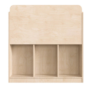 Bright Beginnings Commercial Grade Modular Wooden Classroom 4 Tier Bookstand with 3 Storage Compartments, Natural Finish