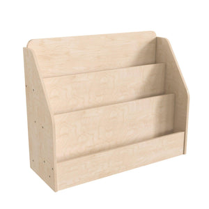 Bright Beginnings Commercial Grade Modular Wooden Classroom 3 Tier Book Display Shelf, Natural Finish